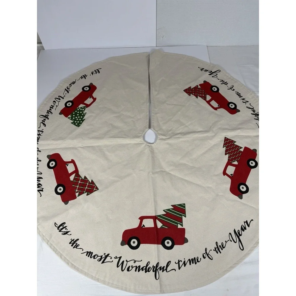 Primitives by Kathy Red Truck Christmas Tree Skirt Farmhouse Holiday Decor